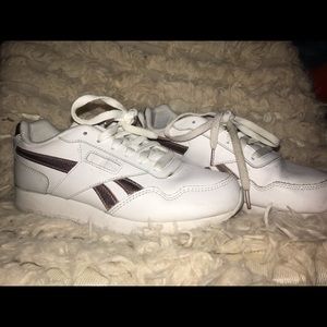 white and rose gold reebok shoes